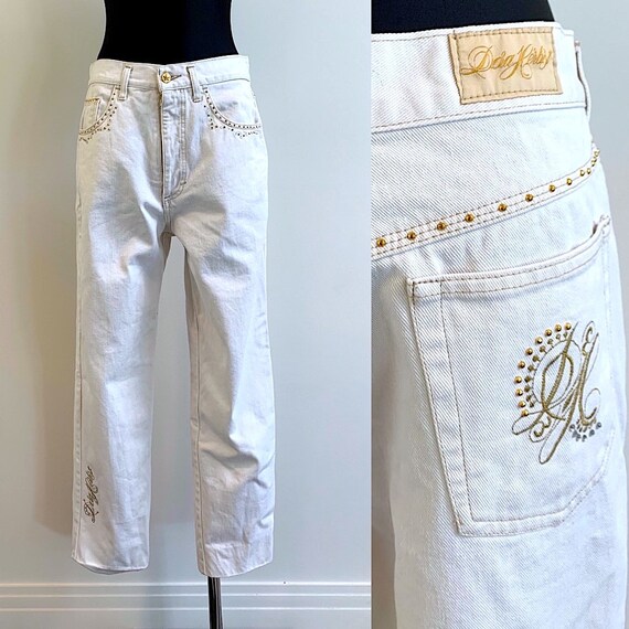 embellished white jeans