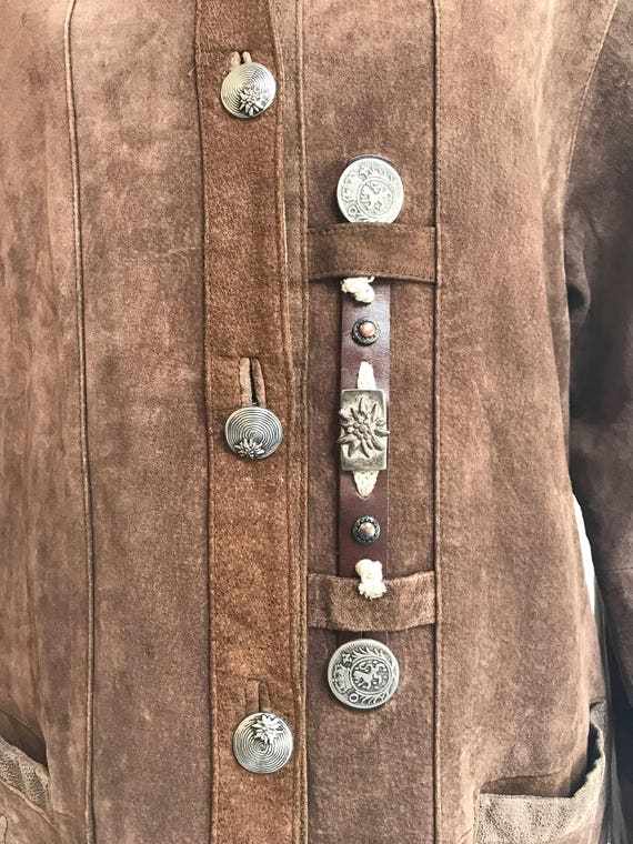 Brown Leather Loden Jacket Dirndl  Leather Tradit… - image 4