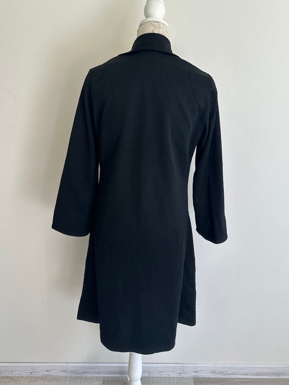Crimplene Black Dress 70s Vintage Long Wide Bell … - image 9