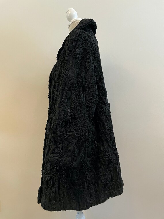 Vintage 70s - 80s Coat Black Caracul Fur Women's … - image 7