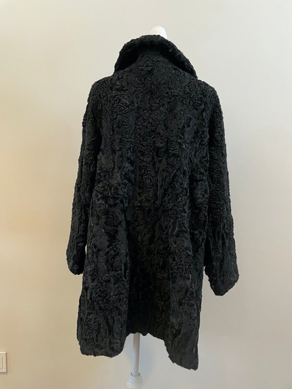 Vintage 70s - 80s Coat Black Caracul Fur Women's … - image 8