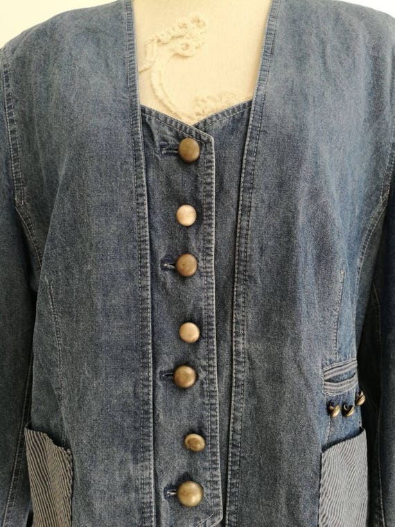 Blue Denim Jacket Jean Jacket Vtg Women's Denim C… - image 5