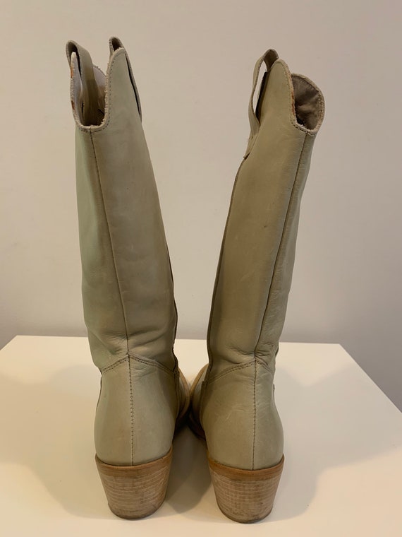 Women's Cowboy Boots Beige Western Boots Real Leather… Gem