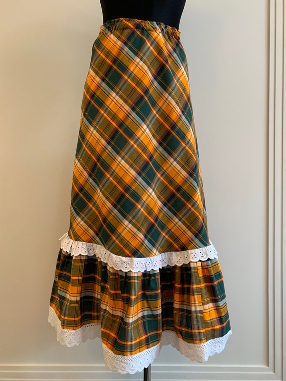 80s-90s Colorful Checkered Skirt Long Plaid Vinta… - image 3