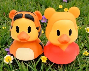 Winnie Tiger Friends Character Themed Yellow Gold Red Rubber Duck Ducks - Costume Dress Up - Individual or Set - Adorable Bear