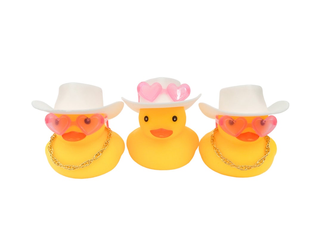 Cowboy Hat Themed Yellow Rubber Duck Ducks Pink Black Cow Print White Buck Buck Bucking Ducks