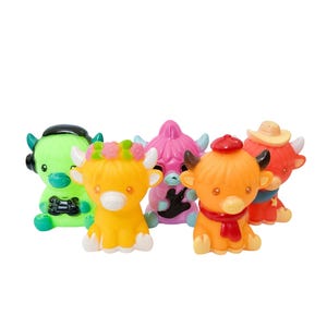 Adorable Highland Cow Colorful Themed Rubber Duck Ducks- Small - Gamer Scarf Flower Crown Cowboy Sheriff Guitar - Individual or Set of 5