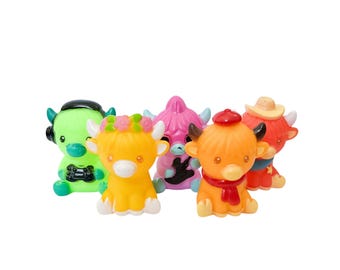 Adorable Highland Cow Colorful Themed Rubber Duck Ducks- Small - Gamer Scarf Flower Crown Cowboy Sheriff Guitar - Individual or Set of 5