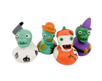 Zombie Halloween Costume Themed Yellow Rubber Duck Ducks - Trick Or Treating - Pumpkin Witch - Individual or Pack of 4