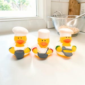 Chef Cooking Food Themed Rubber Duck Ducks - Kitchen Restaurant Baker - Individual or Pack of 3