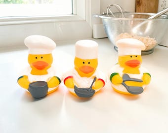 Chef Cooking Food Themed Rubber Duck Ducks - Kitchen Restaurant Baker - Individual or Pack of 3