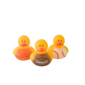 Sports Themed Mini Rubber Duck Ducks - Baseball Ball Basketball Football - Individual or Pack of 3