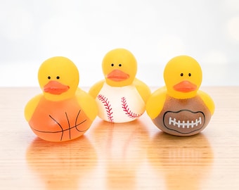 Sports Ball Mini Rubber Duck – Baseball, Basketball, Football (1.5 inch)