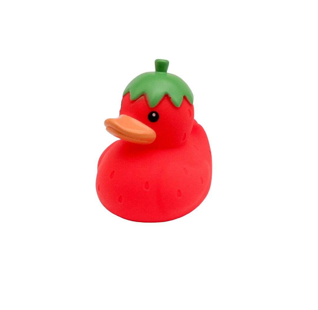 Red Strawberry Fruit Themed Rubber Duck Ducks Individual Food Cute