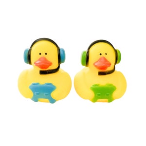 Gamer Gaming Themed Yellow Rubber Duck Ducks - Headset Games Game - Individual or Pack of 2