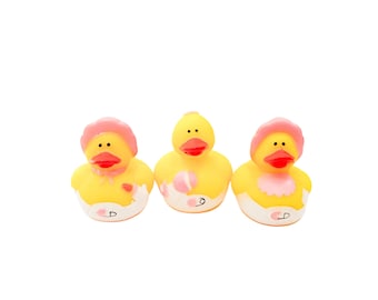 Baby Shower Girl Themed Mini Yellow Rubber Duck Ducks - Light Pink - Its A Girl Gender Reveal Individual or Pack of 3