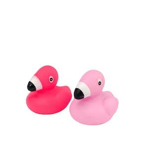 Flamingo Tropical Themed Yellow Rubber Duck Ducks - Shades Of Pink - Individual or Pack of 2