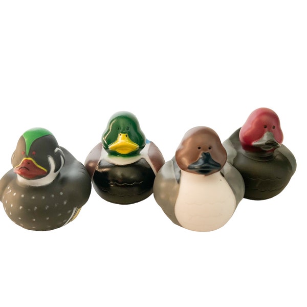 Duck Decoy Themed Multicolored Rubber Ducks - Animal Brown Green Black - Individual or Pack of 4