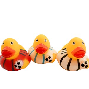 Soccer Sport Sports Themed Rubber Duck Ducks - Red Blue Black White - Goalie Teammate Referee Team Player - Individual or Pack of 3