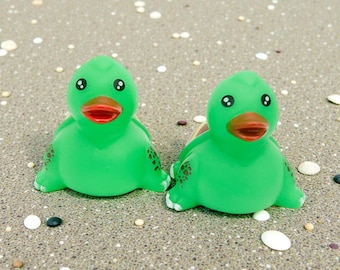 Adorable Green Turtle Themed Rubber Duck Ducks - Reptile Animal Outdoors - Individual or Pack of 2