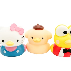 Cute Comic Character Themed Yellow Pastel Rubber Duck Ducks - Costume Dress Up Kitty Frog Friends - Individual or Pack of 3