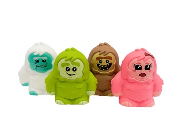 Bronco Sasquatch Yeti Bigfoot Themed Rubber Duck Ducks- Individual - White Pink Green Brown