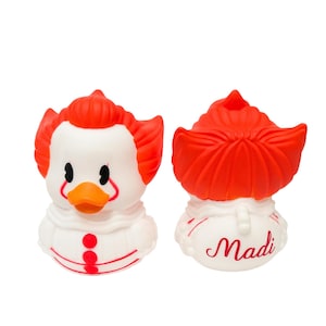 Personalized Name Scary Movie Clown Themed Rubber Duck Ducks - Custom Color - Individual - Halloween Character