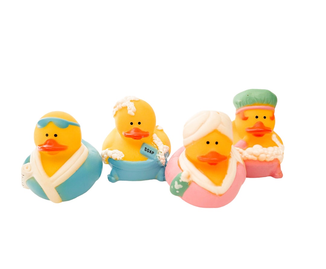 Bubbles Spa Day Robe Themed Yellow Rubber Duck Ducks Light Pink Baby Blue White Individual or