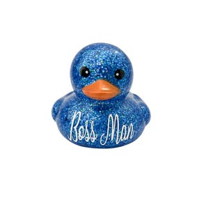 Personalized Name Pick Color Themed Rubber Duck Ducks - Custom Confetti Glitter Color - Individual - Blue Pink Gold