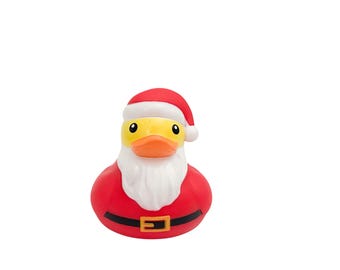 Holiday Santa Claus Themed Yellow Rubber Christmas Duck Hat Ducks -Red White Black Belt - Individual Medium