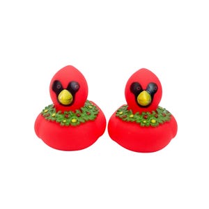 Red Cardinal Bird Themed Multicolored Rubber Ducks - Animal - Individual or Pack of 2
