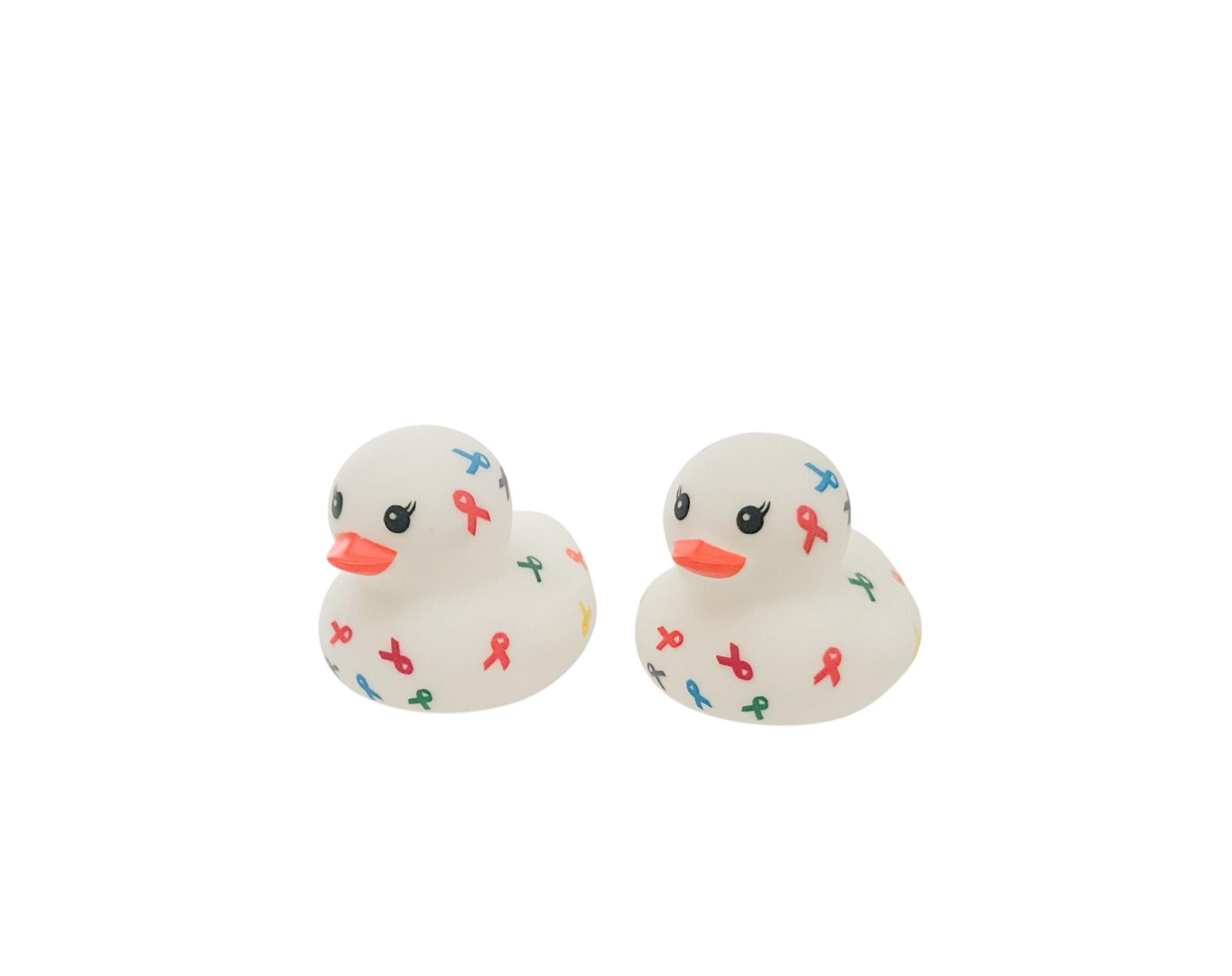 Cancer Ribbon Awareness Themed White Rubber Duck Ducks - Individual or ...