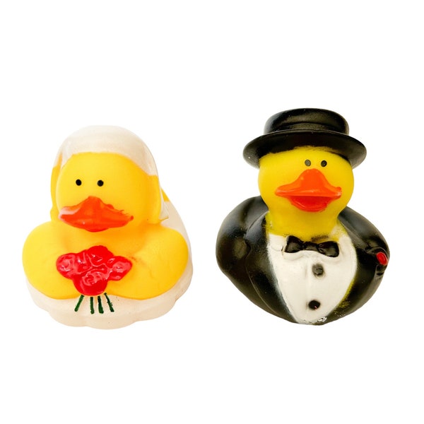 Wedding Bridal Themed Yellow Rubber Duck Ducks - Bride Groom - Individual or Pack of 2