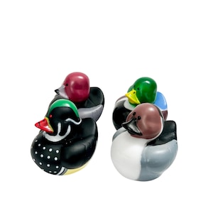 Duck Decoy Themed Multicolored Rubber Ducks - Individual or Set of 4 - Mallard Duck Hunting All 4 Bird Ducks