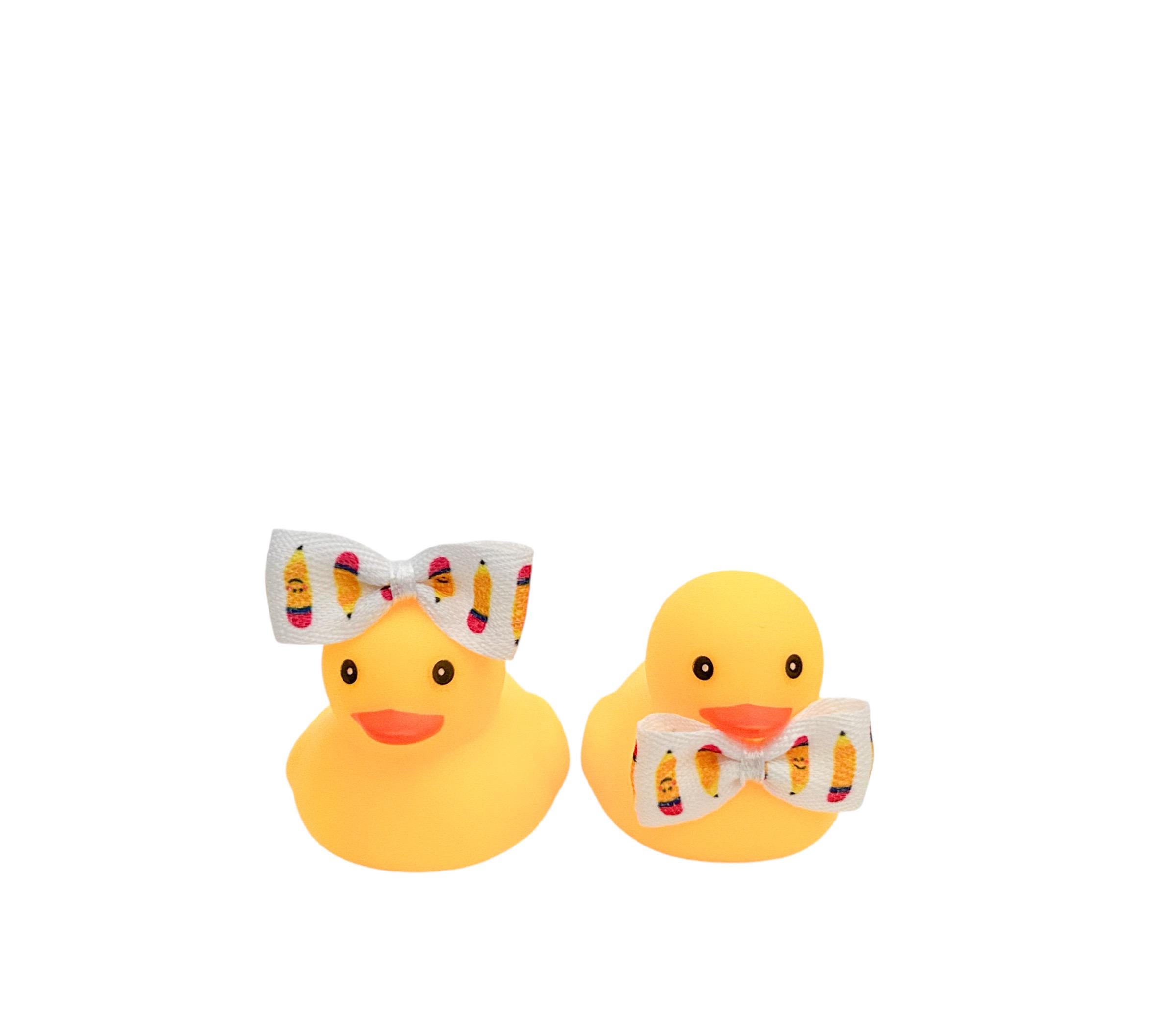 Back To School Themed Yellow Rubber Duck Ducks - Hair Bow - Bow Tie - Teacher - Individual or Packs