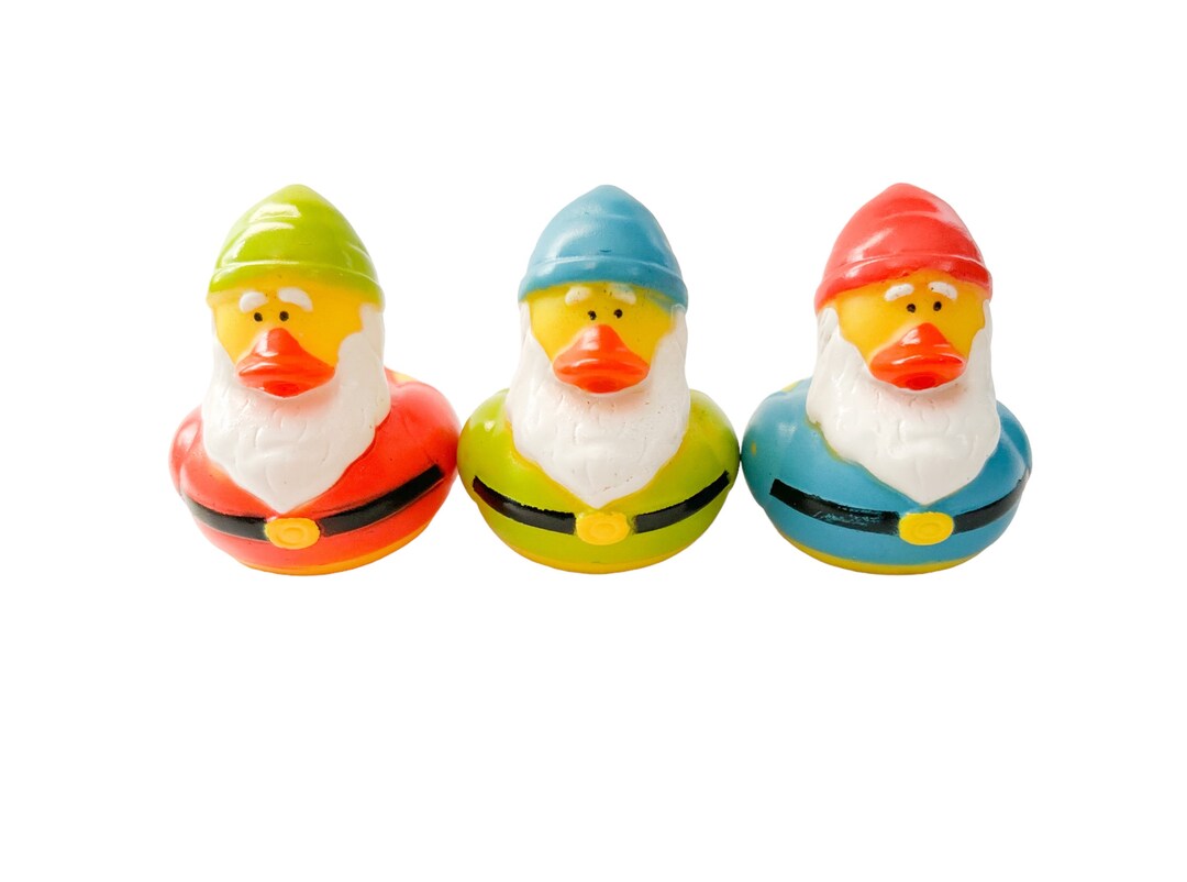 Adorable Gnome Themed Yellow Rubber Duck Ducks Red Green Blue