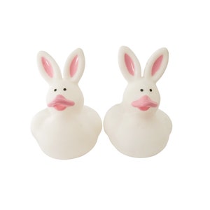 Bunny Rabbit Animal Themed Rubber Duck Ducks - White Pink - Individual or Pack of 2