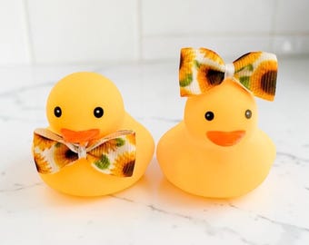 Sunny Sunflower Themed Yellow Flower Rubber Duck Ducks - Shades of yellow - Individual or Packs