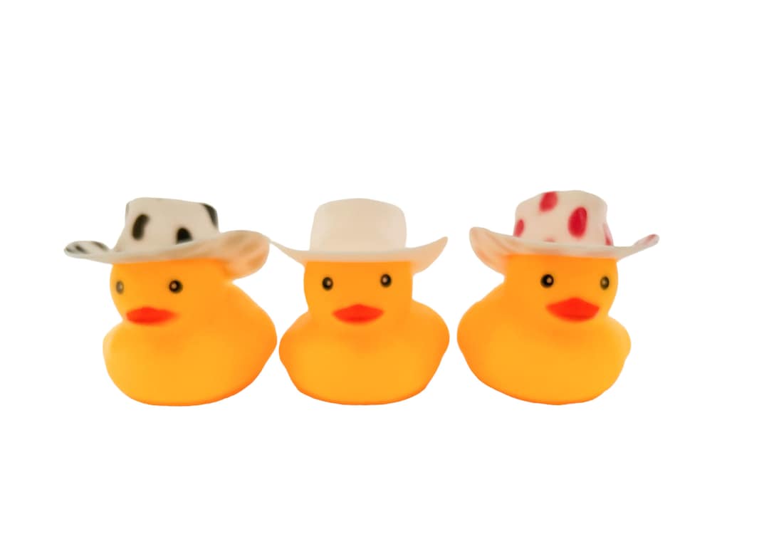 Cowboy Hat Themed Yellow Rubber Duck Ducks Pink Black Cow Print White Buck Buck Bucking Ducks