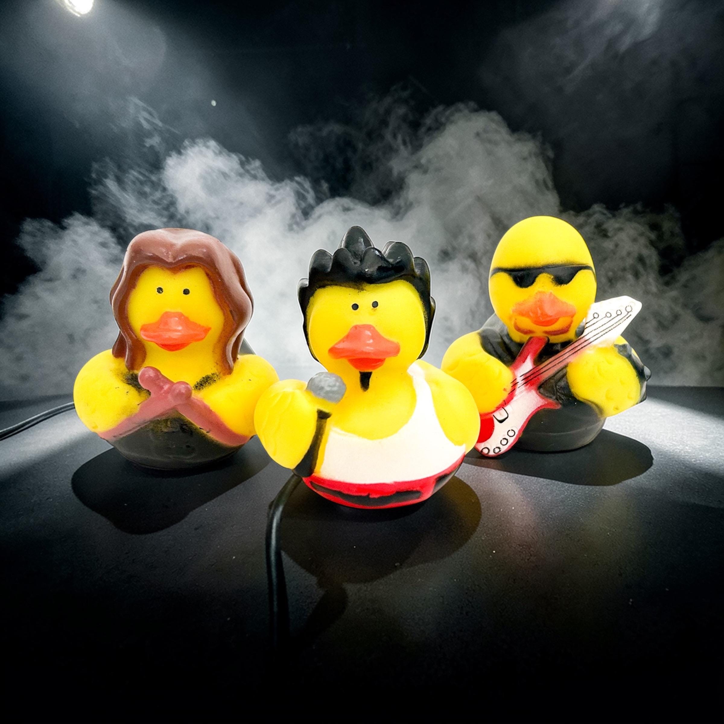 Rock Star Rocker Band Themed Yellow Rubber Duck Ducks - Black