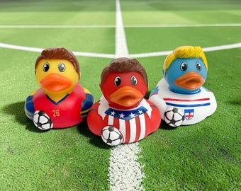 World Soccer Sport Sports Themed Rubber Duck Ducks - Goalie Teammate Referee Team Player Ball - Individual