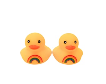 Pride Rainbow Themed Yellow Rubber Duck Ducks - Multicolored - Individual or Set of 2
