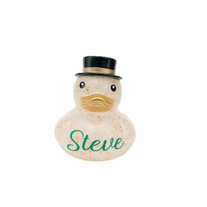 Personalized Name Gold Glitter Top Hat Themed Rubber Duck Ducks - Custom Color - Individual
