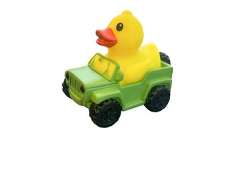 Off Road 4 Wheel Drive Themed Yellow Rubber Duck - Car SUV - Individual - Blue Red Orange Green Pink