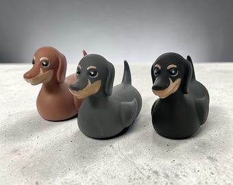 Dachshund Colorful Dog Themed Rubber Duck Ducks - Black Brown Gray - Individual or Set of 3
