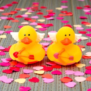 Cupid Rubber Duck - Valentine's Day Arrow Duck, Pink & Red - Love - Individual or Set of 2