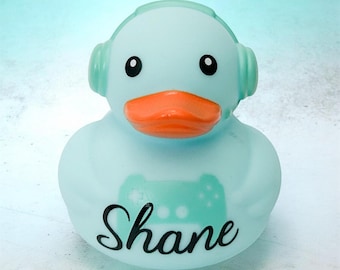 Personalized Name Blue Gamer Themed Rubber Duck Ducks - Custom Color - Individual - Been Ducked