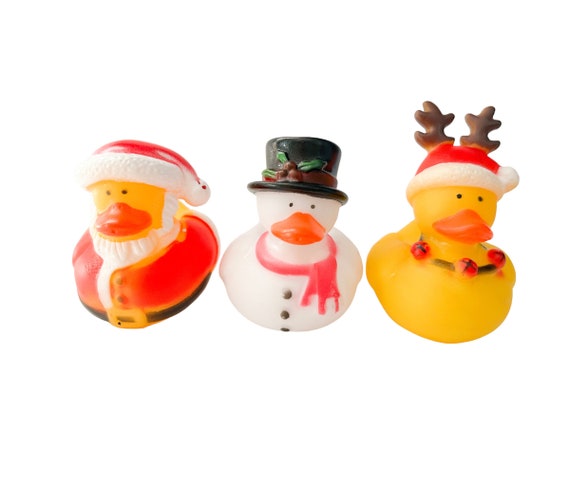 Christmas Winter Holiday Themed Yellow Rubber Duck Ducks Santa