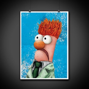 Beaker The Muppets Color Portrait Art Illustration Print Wall Art Home Decor