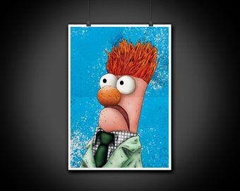 Beaker The Muppets Color Portrait Art Illustration Print Wall Art Home Decor